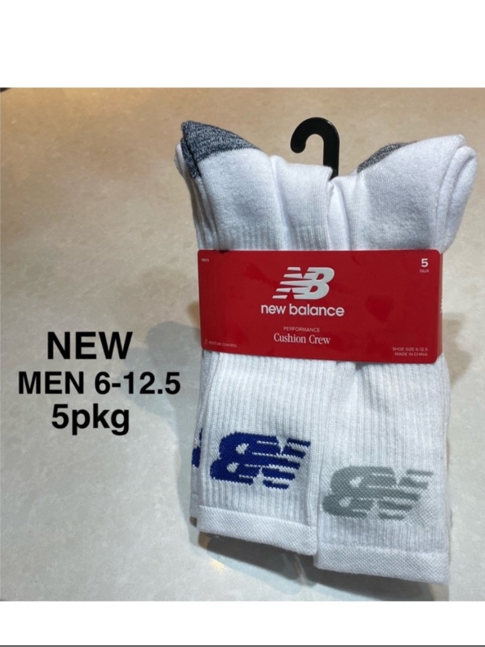 New NEW BALANCE 5 Pair Performance Active Cushion CREW SOCKS Mens 6-12.5 Wtags⭐️